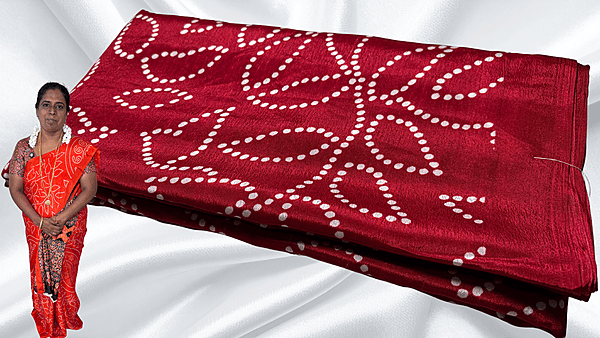 Fini Soft Ajrak Saree - Red