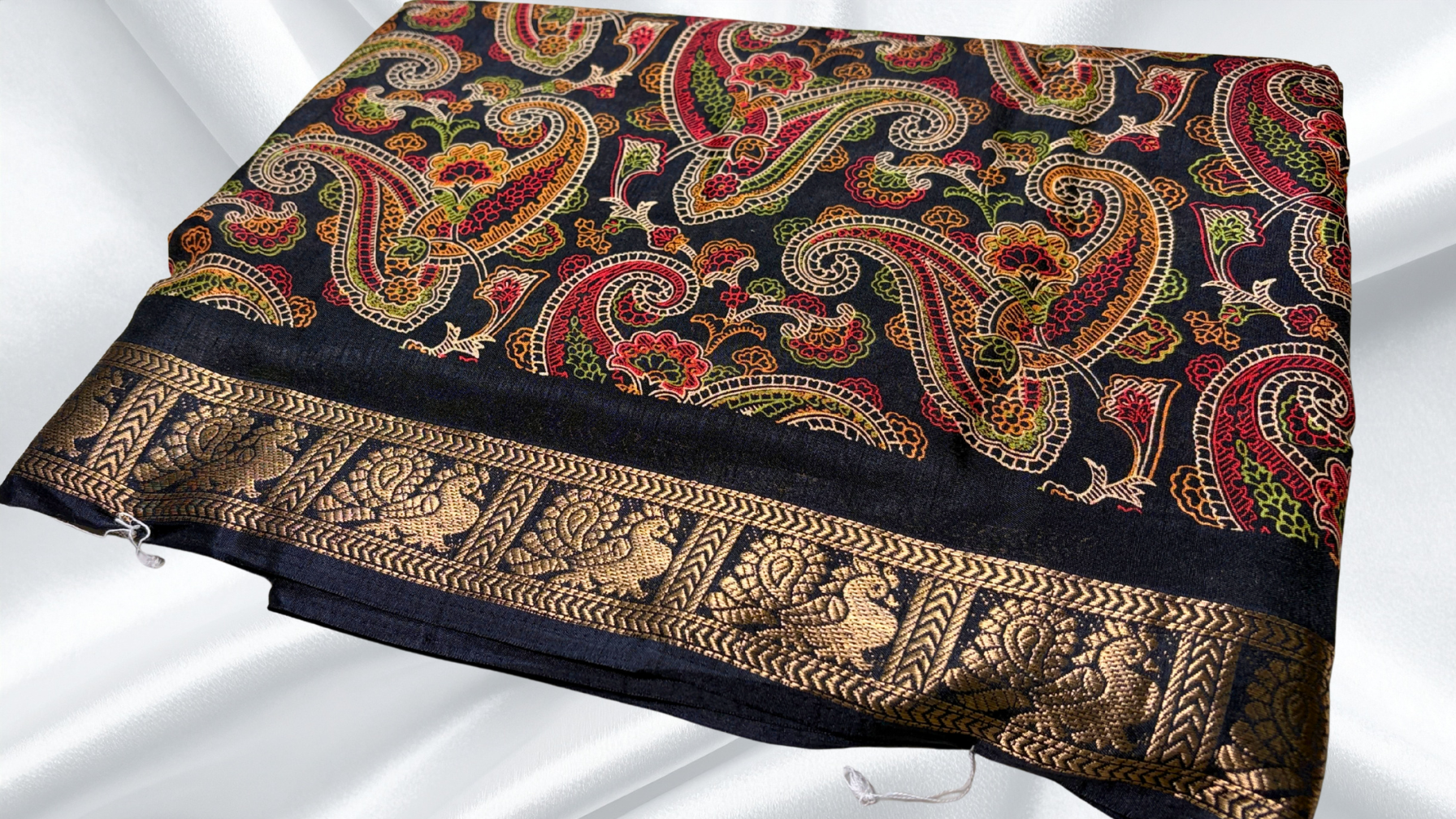 Aarvi Binny Silk Peacock Jari Saree - Black