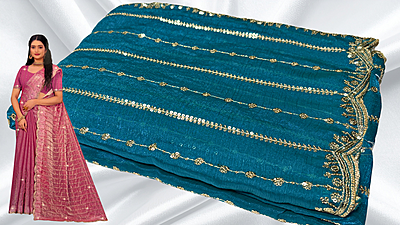 PVR Space Silk Designer Saree - Aqua PVR Space Silk Designer Saree - Aqua