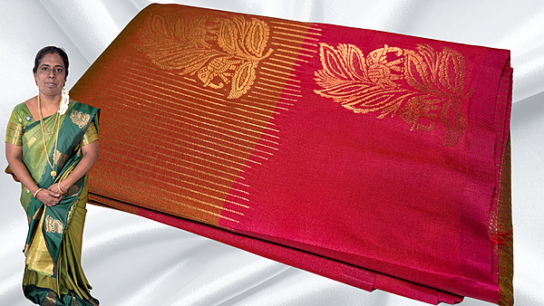 Radhika Soft Silk Line Jari Saree - Gold Pink