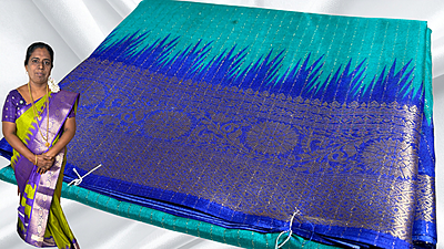 Kamatchi Soft Jari Line Temple Saree - Blueish Green Kamatchi Soft Jari Line Temple Saree - Blueish Green