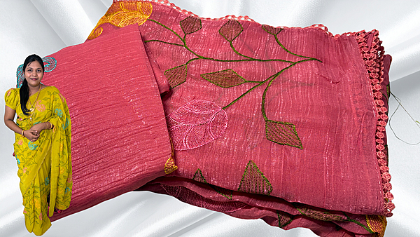Mango Jal Soft Designer Fancy Saree - Coral Peach