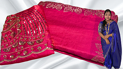 Paradise Stone Work Designer Saree - Rani Pink Paradise Stone Work Designer Saree - Rani Pink