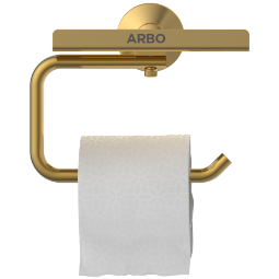 LE-GG-08 Toilet Paper Holder With Shelf (Glossy Gold Finish)