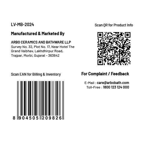 LV-MB-2024 Concealed Stop Cock 20mm Body With Upper Part Set (Matt Black)