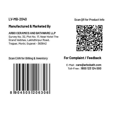 LV-MB-2040 Exposed Part Kit Of Concealed Stop Cock & Flush Cock With Fitting Sleeve, Operating Lever & Adjustable Wall Flange (Matt Black)
