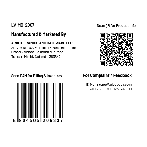 LV-MB-2067 Exposed Part Kit For Single Lever Basin Mixer Wall Mounted With Consisting Of Operative Lever, Basin Spout & Wall Flange (Matt Black)