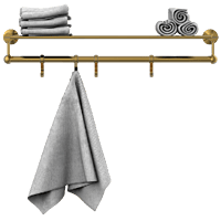 LE-GG-01 Towel Rack With Towel Holder & Hook (Glossy Gold Finish)