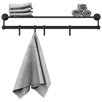 LE-MB-01 Towel Rack With Towel Holder & Hook (Matt Black)