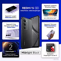 Redmi 15 5G 256 GB, 8 GB RAM, Midnight Black