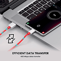 Portronics Konnect Dash Pro 80w Usb to Type C Charging Cable with 6amp Output, 480 Mbps Data Sync, 1m Length, Supports Fast (Red)