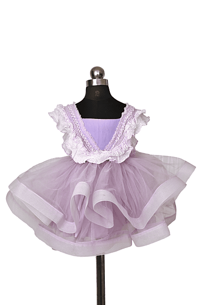 Lavender Ruffle Lace Party Dress