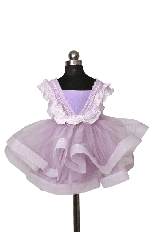 Lavender Ruffle Lace Party Dress