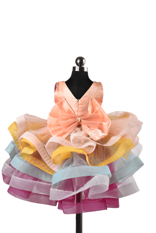 Rainbow Strap Layered Tulle Dress