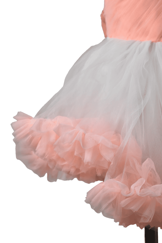 Peach White One Shoulder Tulle Dress