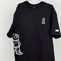Unisex Black Urban Bear Embroidered Oversized Tee