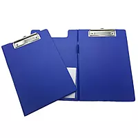 A5 Blue Foldover Clipboard with Pen Holder