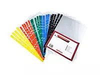 Pack of 25 A4 Punched Pockets with Assorted Coloured Reinforced Strip