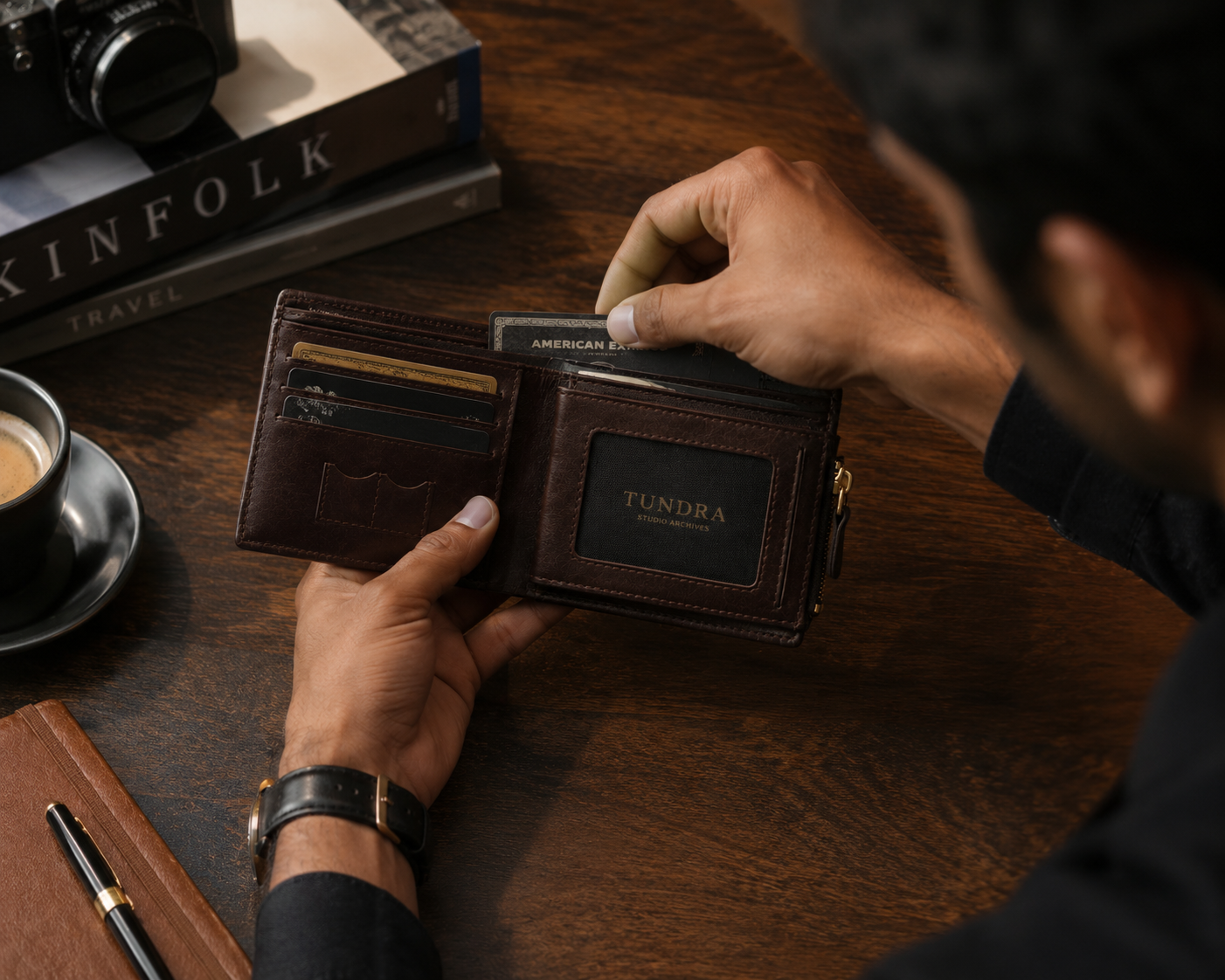 CORVAN Zip Bifold Leather Wallet