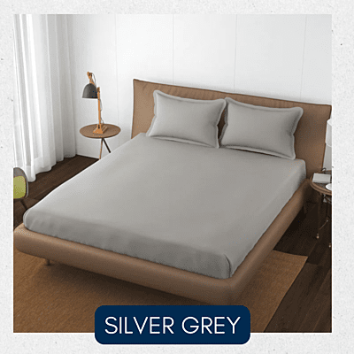 Neev 100% Cotton Plain Queen Fitted Bedsheet with 2 Pillow Covers (400 TC) Neev 100% Cotton Plain Queen Fitted Bedsheet with 2 Pillow Covers (400 TC)