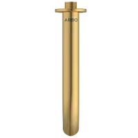 SHA-GG-37 Round Shape 12" Inch Long With 45° Bend Wall Mounted Shower Arm With Wall Flange (Glossy Gold)