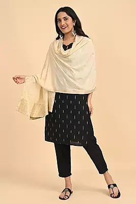 Women Woven Design Jacquard Shawl-SS