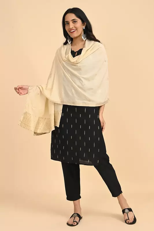 Women Woven Design Jacquard Shawl-SS