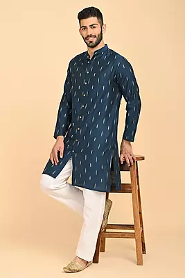 Men Jacquard Full Open Long Kurta