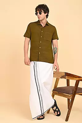 Men Short Sleeve Ethnic Shirt