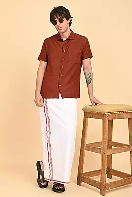 Men Short Sleeve Ethnic Shirt