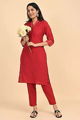 Women V-Neck Long Kurta