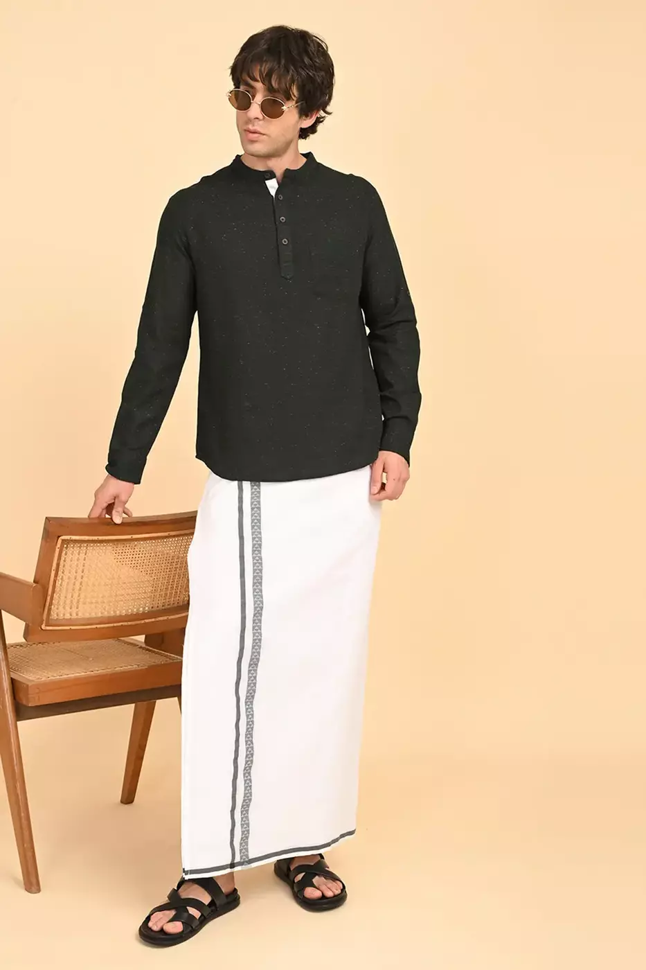 Men's Short Kurta - Green