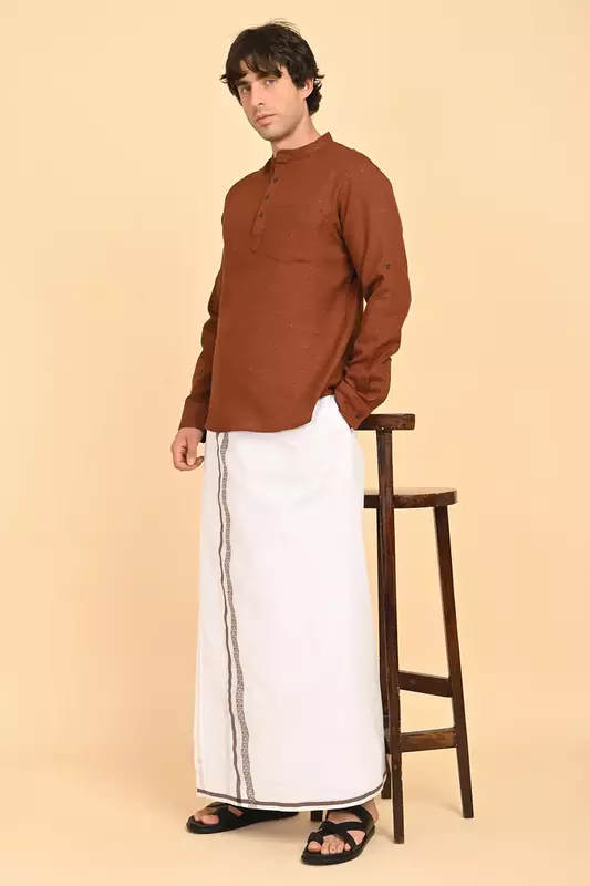 Men's Short Kurta - Brown