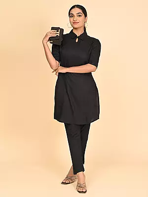 Women's Short Kurta - Black