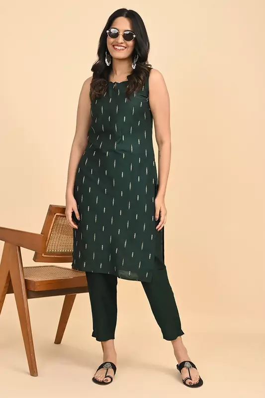 Women's Ethnic Trousers - Dark Green