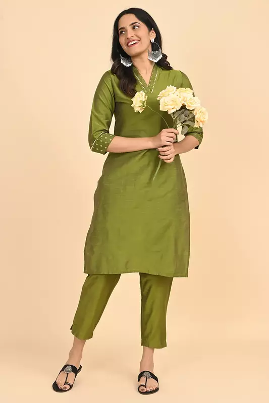 Women Ethnic Trousers - Green