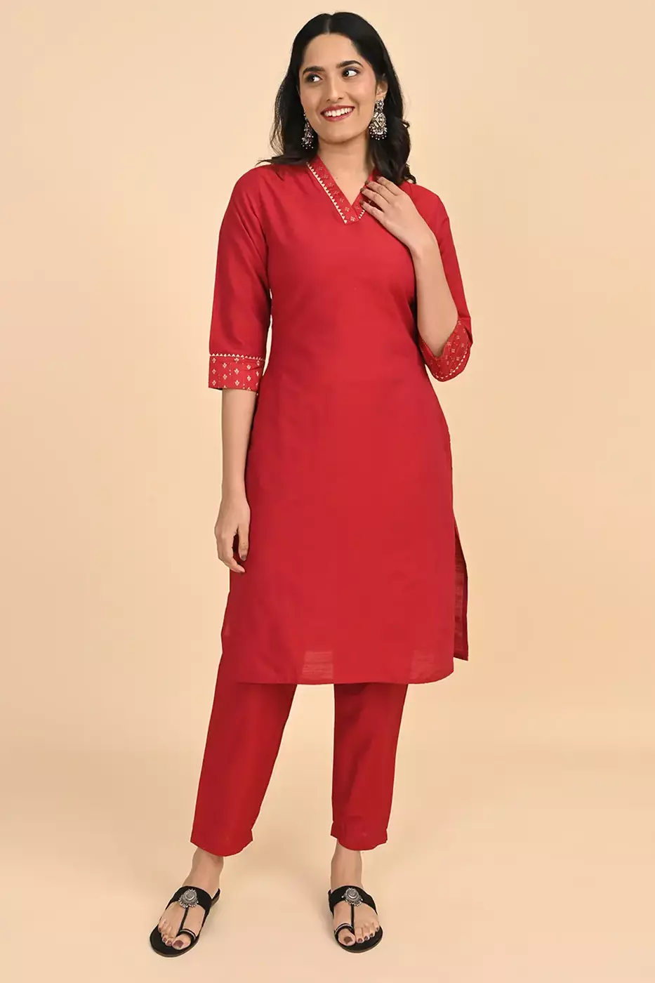 Women Ethnic Trousers - Red