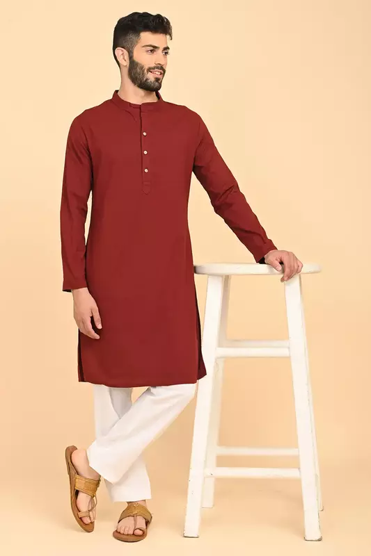 Men's Long Kurta - Maroon