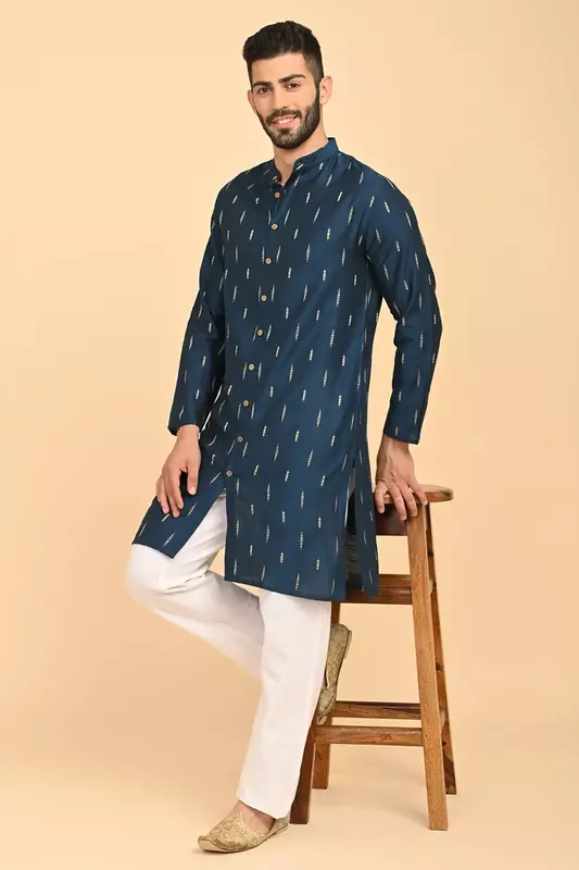 Men's Jacquard Full Open Long Kurta