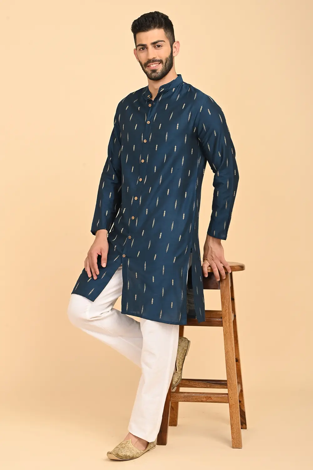 Men's Jacquard Full Open Long Kurta