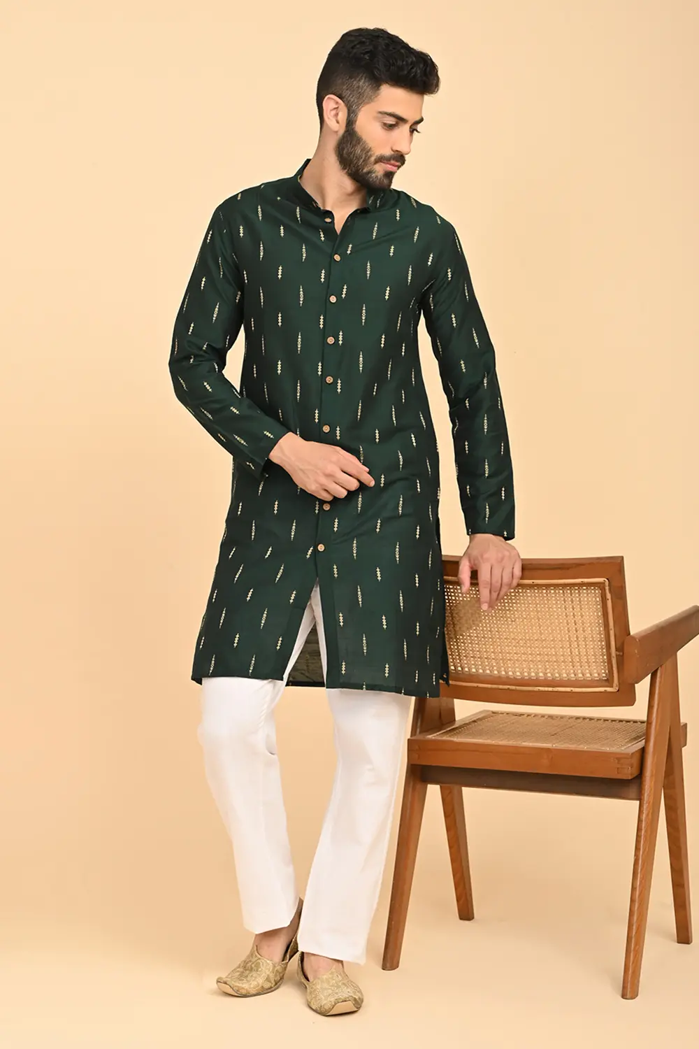Men's Jacquard Full Open Long Kurta