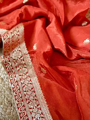 Luxury Celebrity Wear Chinon Silk Embroidered Kurti Set with Banarasi Dupatta – Ruby Red | M, L, XL, XXL, 3XL