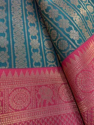 Semi Bridal Silk Saree – Dark Green with Rich Red Border | Traditional Wedding Wear Saree