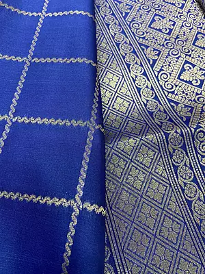 ? Royal Blue Soft Silk Saree with Elegant Check Pattern & Paisley Motifs ✨