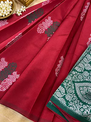 Elegant Wine-Pink Semi Silk Saree with a beautifully woven traditional design