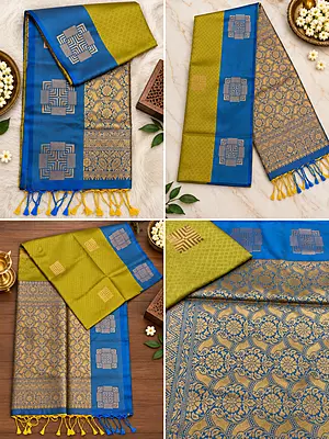?? Elegant Mustard & Royal Blue Soft Silk Saree ??A beautiful blend of traditional charm and modern elegance