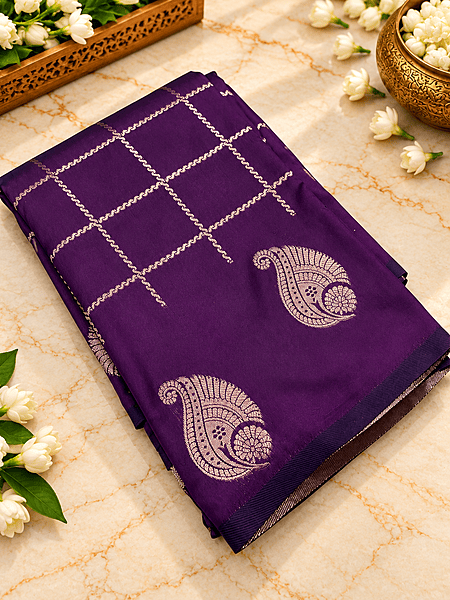 ? Royal Purple Zari Silk Rich royal purple silk with an elegant sheen