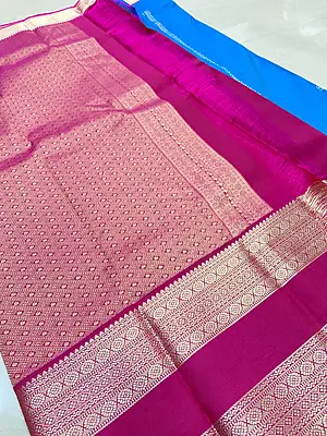 ? Royal Blue & Wine Silk Saree