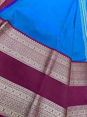 ? Royal Blue & Wine Silk Saree