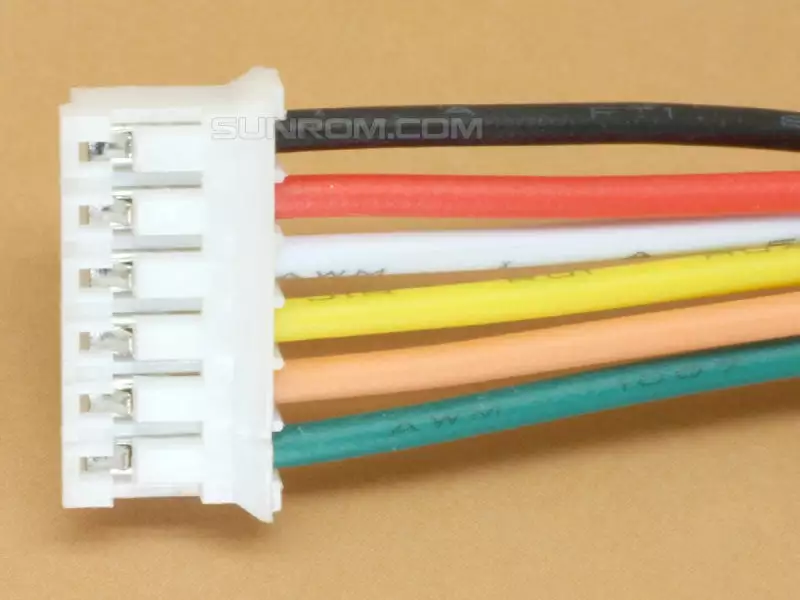 6 pin JST PH, 2mm, Teflon PTFE 24/7/32, One side Female 15cm wire
